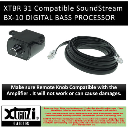 Xtenzi Amplifier Bass Volume Knob Control Remote XTBR31 Compatible with Soundstream BX10 BX10W BX10X BX-10MX Audio Processer