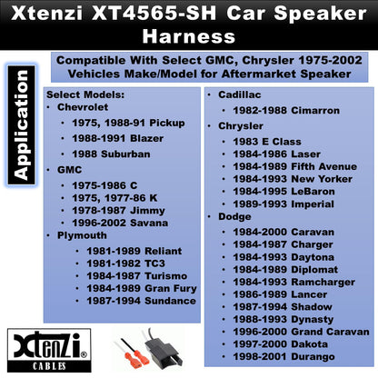 Xtenzi 2 Pair Car Speaker Harness Set Compatible with GMC, Chrysler, Dodge, Chevrolet