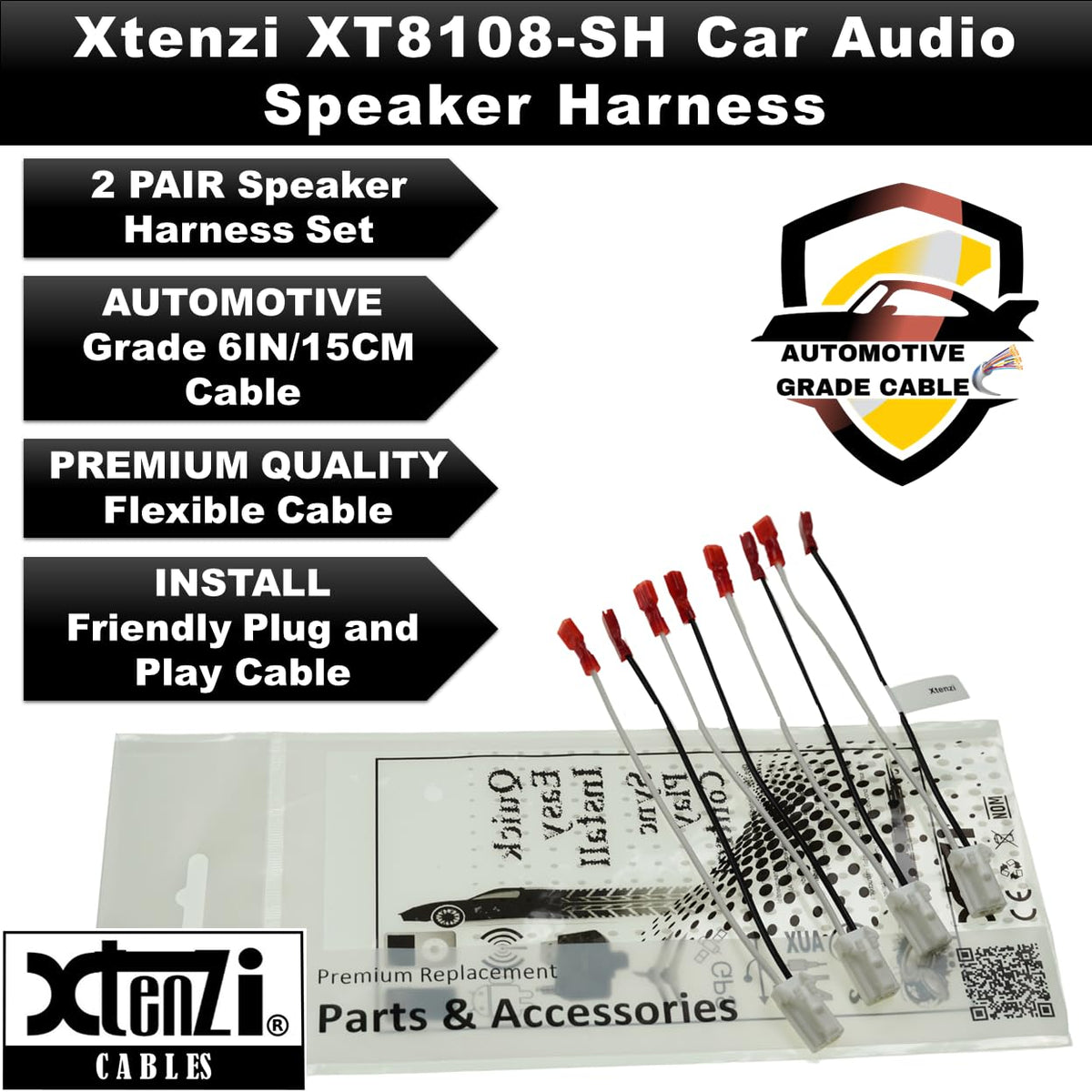 Xtenzi 2 Pair Car Speaker Harness Set Compatible with Toyota 2002-2004 Vehicles