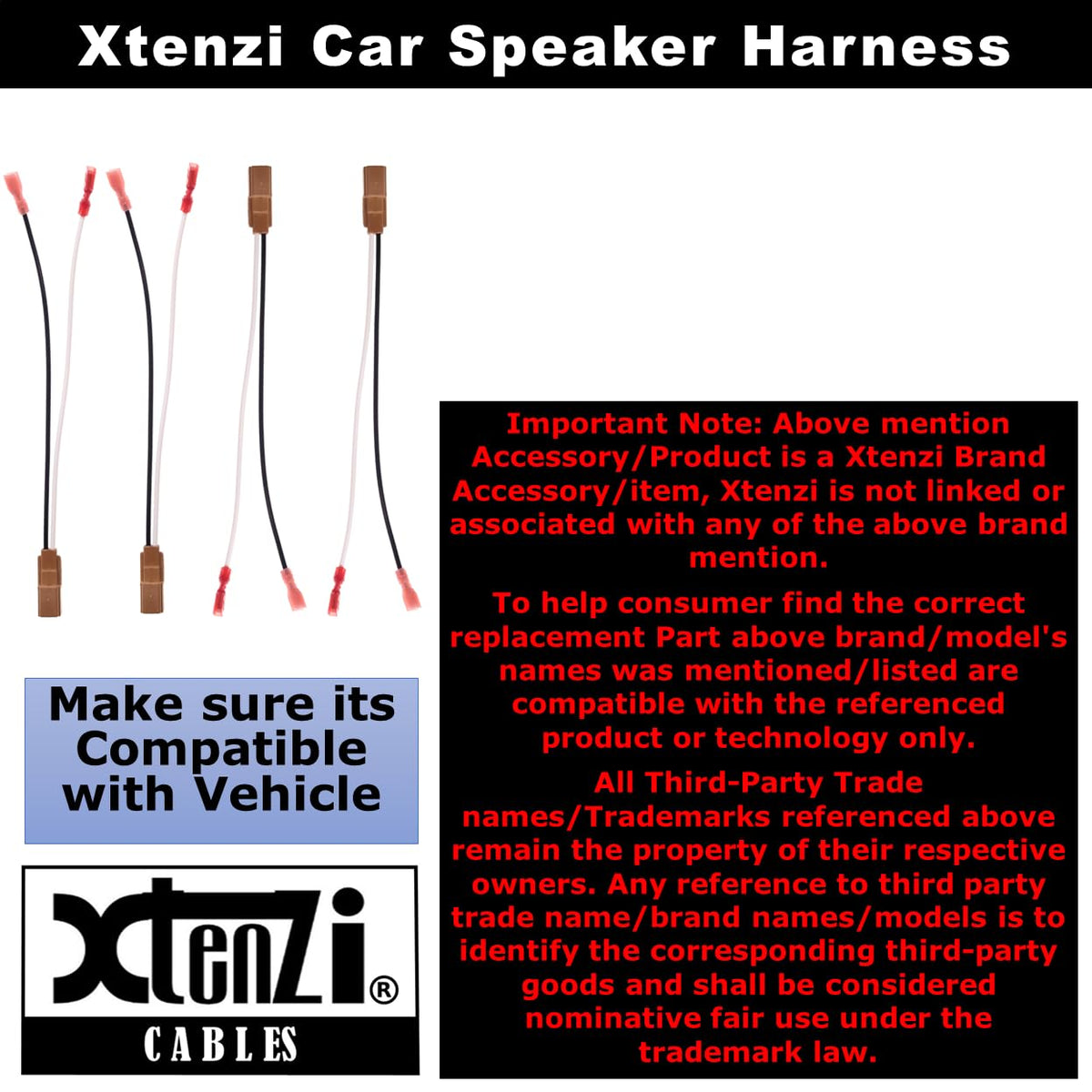 Xtenzi 2 Pair Car Speaker Harness Set Compatible with Nissan 1982-2018 Vehicles