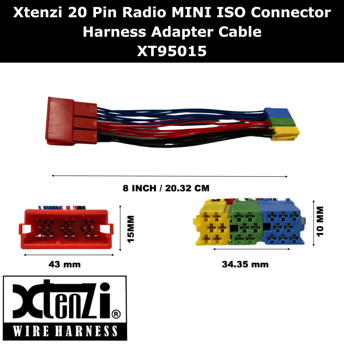 Xtenzi Radio Harness Adapter Cable 20 Pin Mini ISO Connector - XT95015