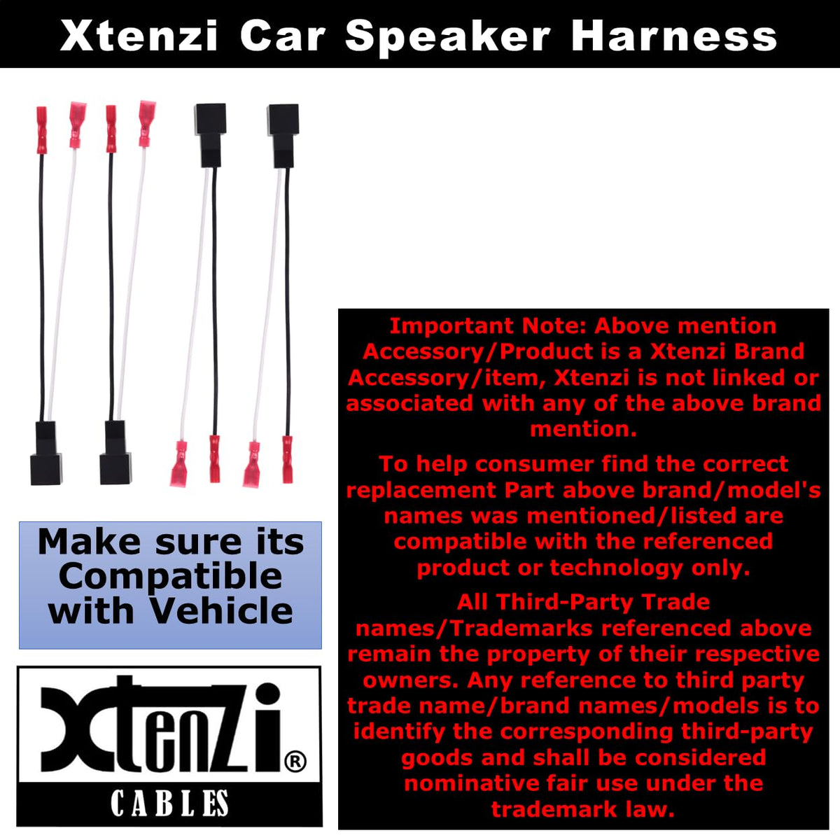 Xtenzi 2 Pair Car Speaker Harness Set Compatible with Nissan 2000-2020 Vehicles