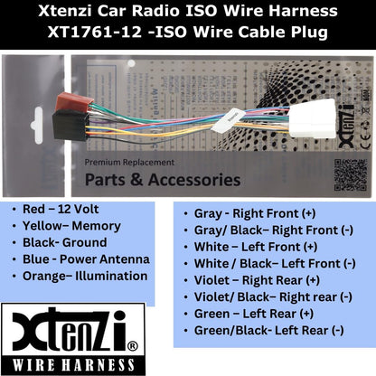 Xtenzi Car Radio ISO Wire Harness Compatible with Toyota Tacoma 2005-2020, RAV4 1996-2009, Tundra 2004-2018 Subaru 2014-2019 Stereo Cable Plug XT1761-12