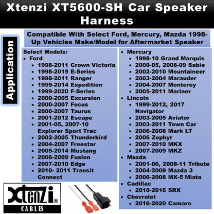 Xtenzi 2 Pair Car Speaker Harness Set Compatible with Ford, Mercury, Mazda Vehicles
