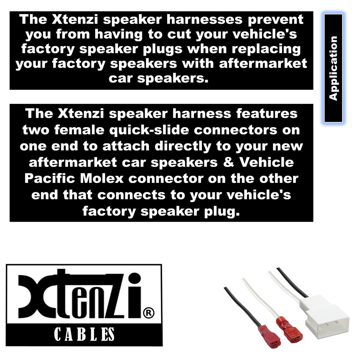 Xtenzi 2 Pair Car Audio Speaker Harness Set Compatible with Toyota, Hyundai, Isuzu Vehicles