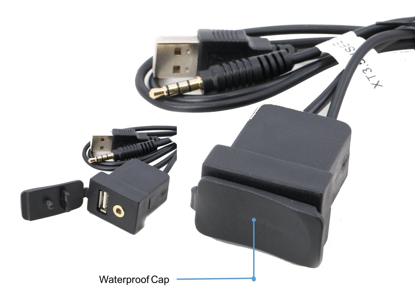 Xtenzi USB and 3.5mm A/V Rectangle Panel Jack Extension Cable Compatible with Select Toyota, Honda Models