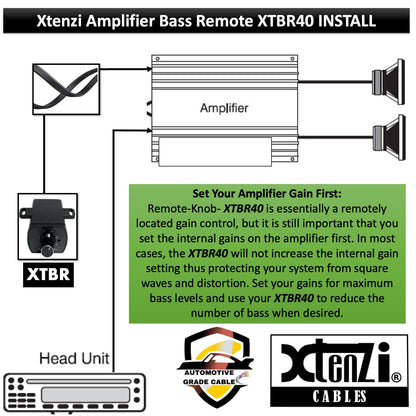 Xtenzi Amplifier Bass Volume Knob Control Remote XTBR40 Compatible with Skar Audio Select Models: SKv2-1500.1D,SKv2-2500.1D,SKv2-3500.1D,SKv2-4500.1D,SK-2500.1D,SK-3500.1D,SK-4500.1D,