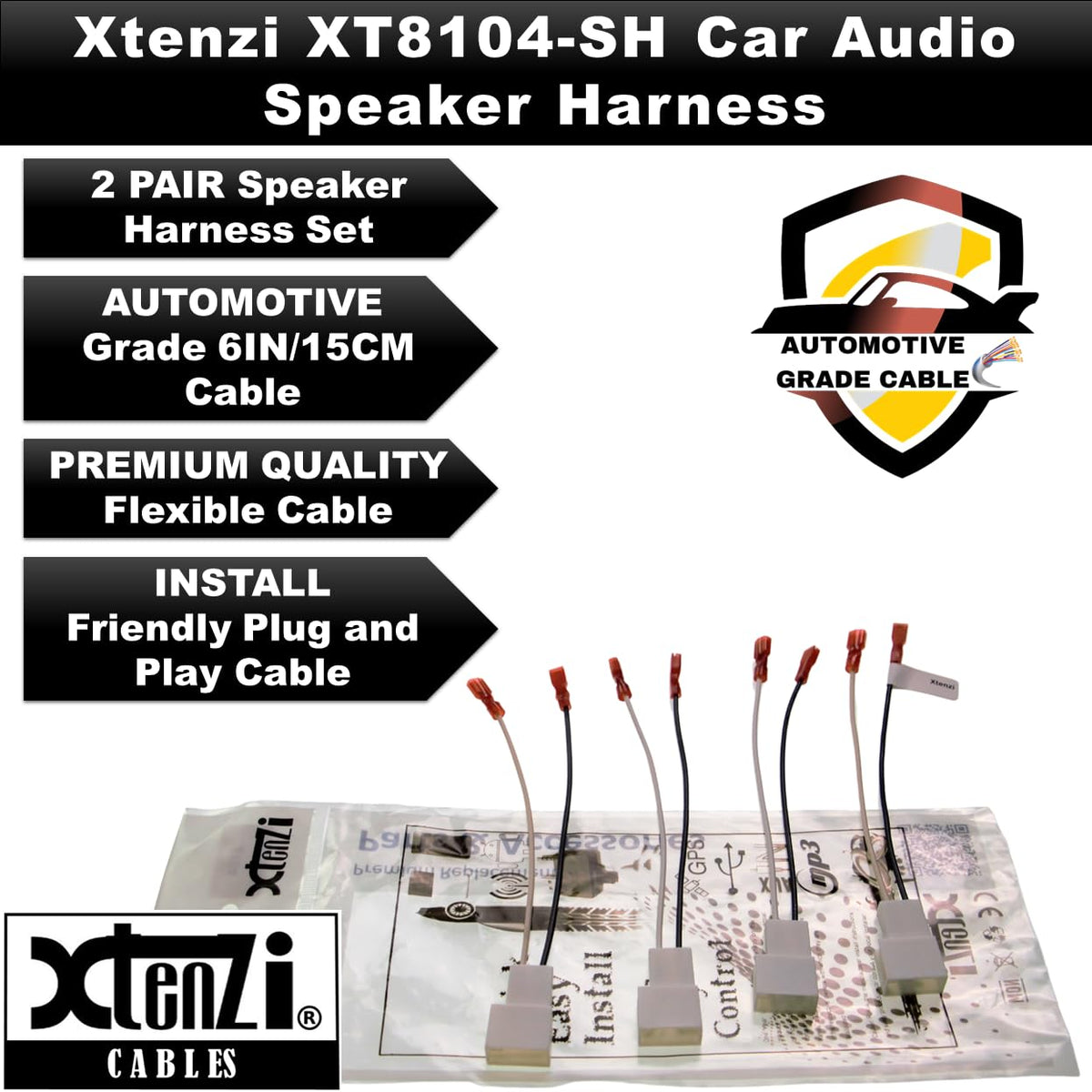 Xtenzi 2 Pair Car Audio Speaker Harness Set Compatible with Toyota, Hyundai, Isuzu Vehicles