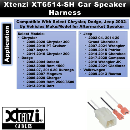 Xtenzi 2 Pair Car Speaker Harness Set Compatible with Chrysler, Dodge Vehicles