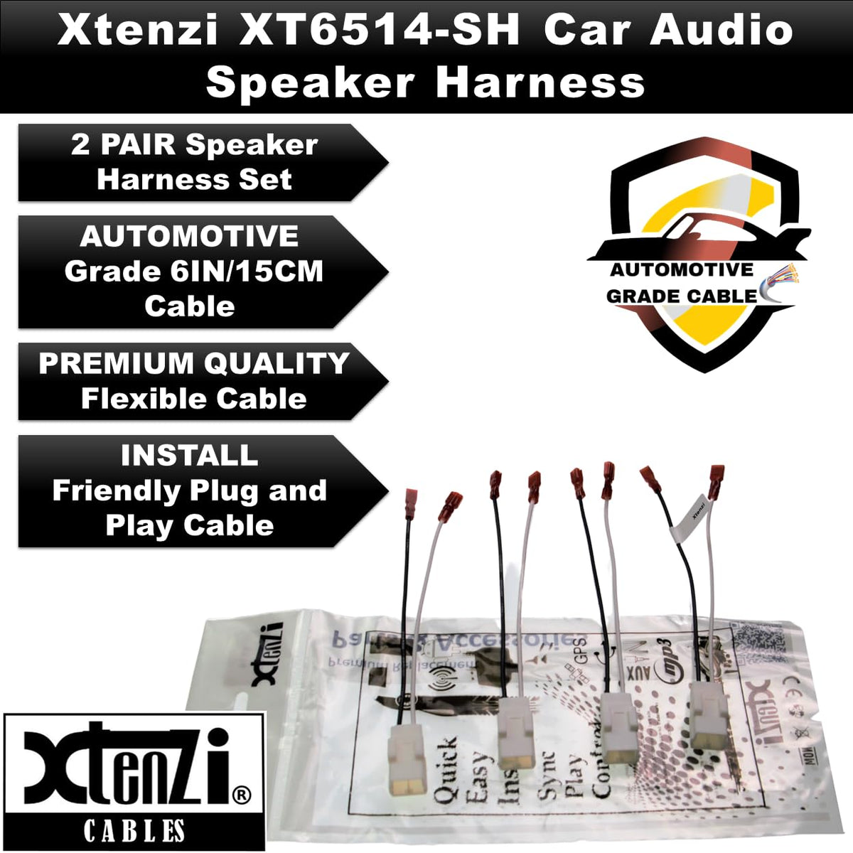 Xtenzi 2 Pair Car Speaker Harness Set Compatible with Chrysler, Dodge Vehicles