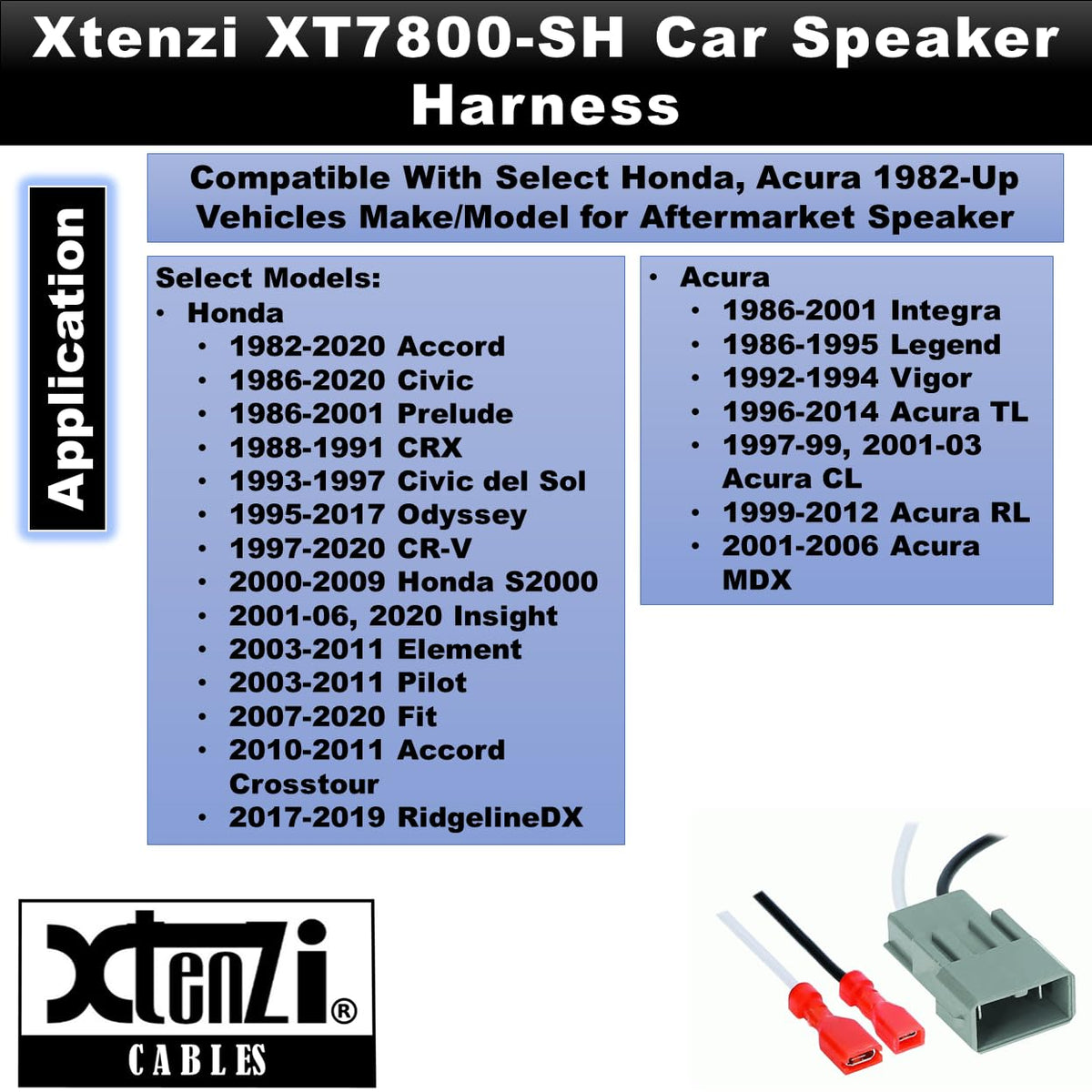 Xtenzi 2 Pair Car Speaker Harness Set Compatible with Honda, Acura Vehicles