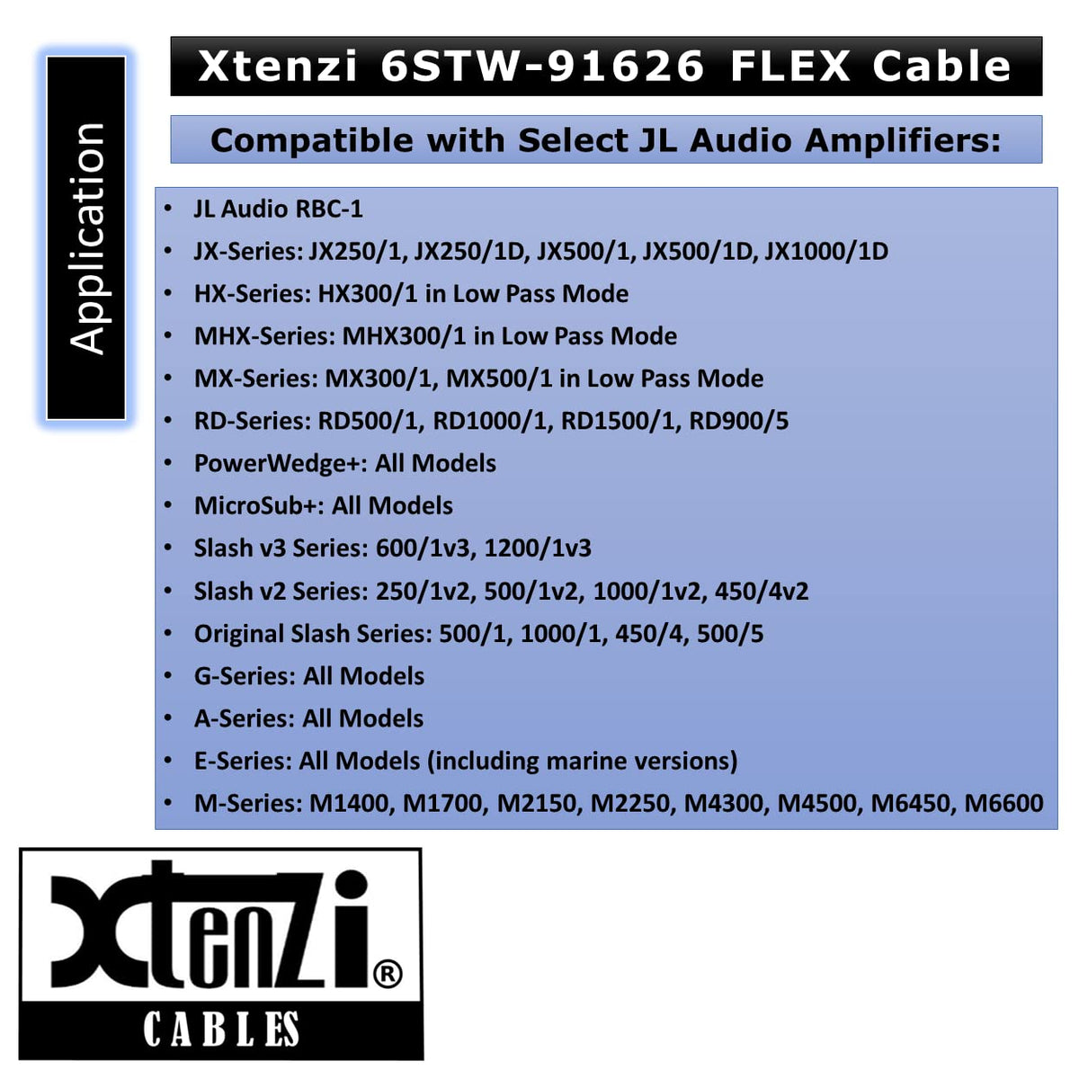 Xtenzi 6Pin Flex Cable XTFC Wire Accessory XT91626 for Amp Remote Bass Knob Compatible with JL Audio Slash POWERWEDGE MICROSUB A G E M-Series Amplifier