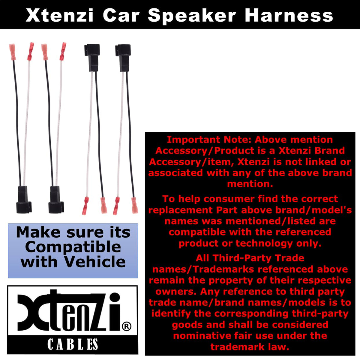 Xtenzi 2 Pair Car Speaker Harness Set Compatible with Ford, GMC, Chevrolet Vehicles