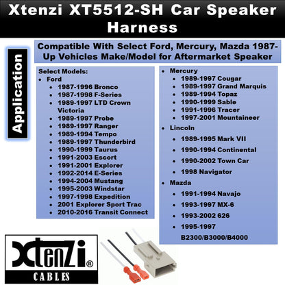 Xtenzi 2 Pair Car Speaker Harness Set Compatible with Ford, Mercury, Mazda Vehicles