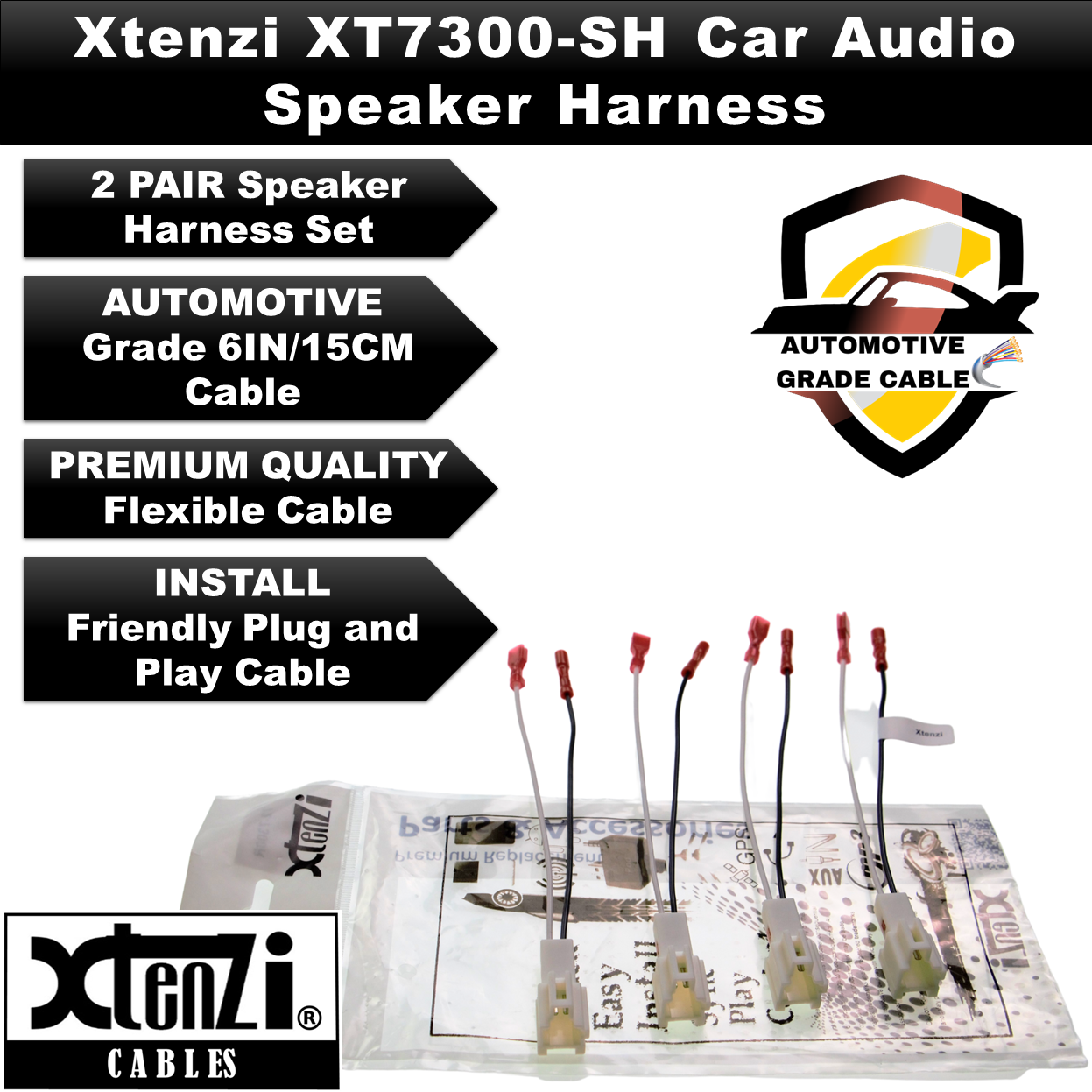 Xtenzi 2 Pair Car Audio Speaker Harness Set for Chevrolet, Hyundai, Kia Vehicles