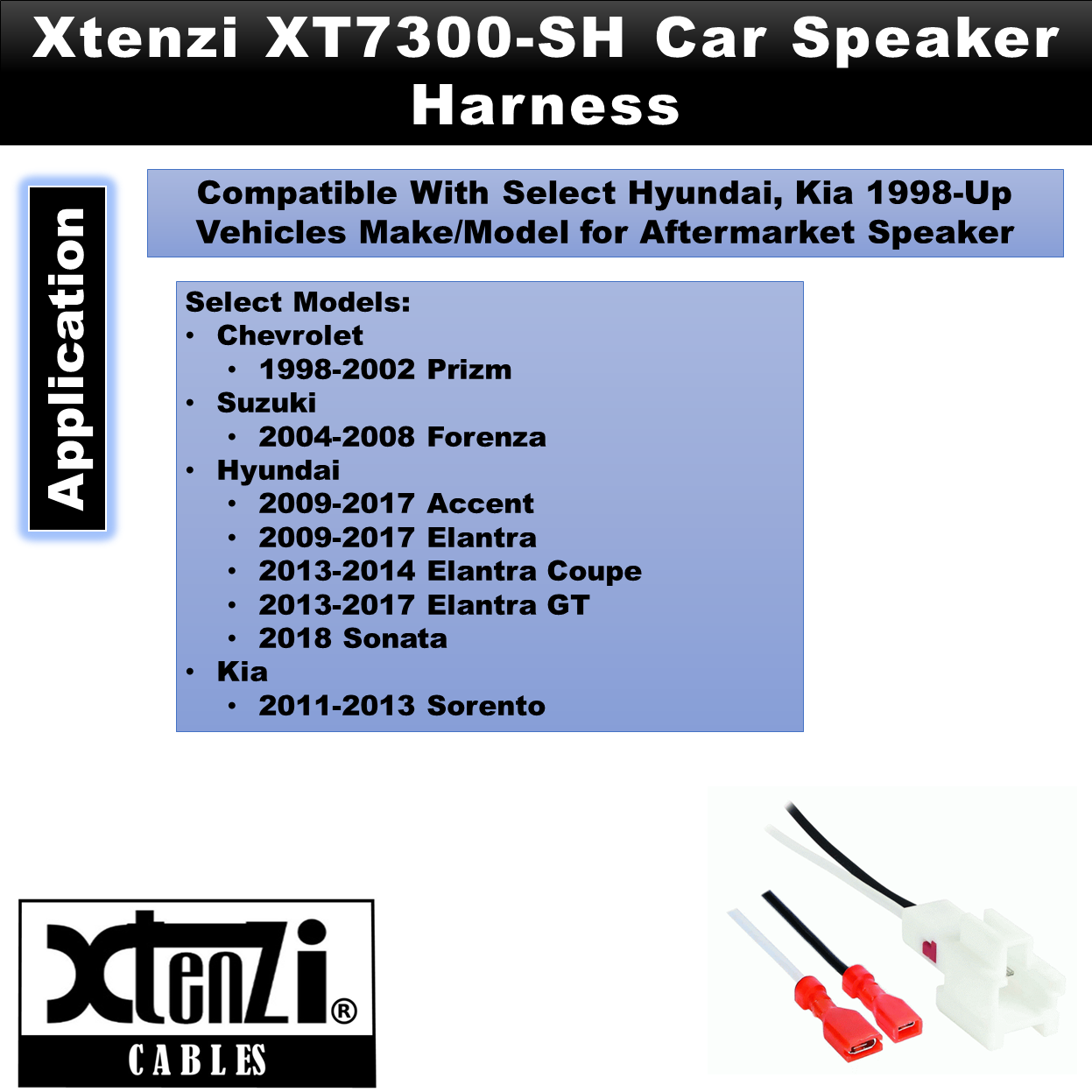Xtenzi 2 Pair Car Audio Speaker Harness Set for Chevrolet, Hyundai, Kia Vehicles