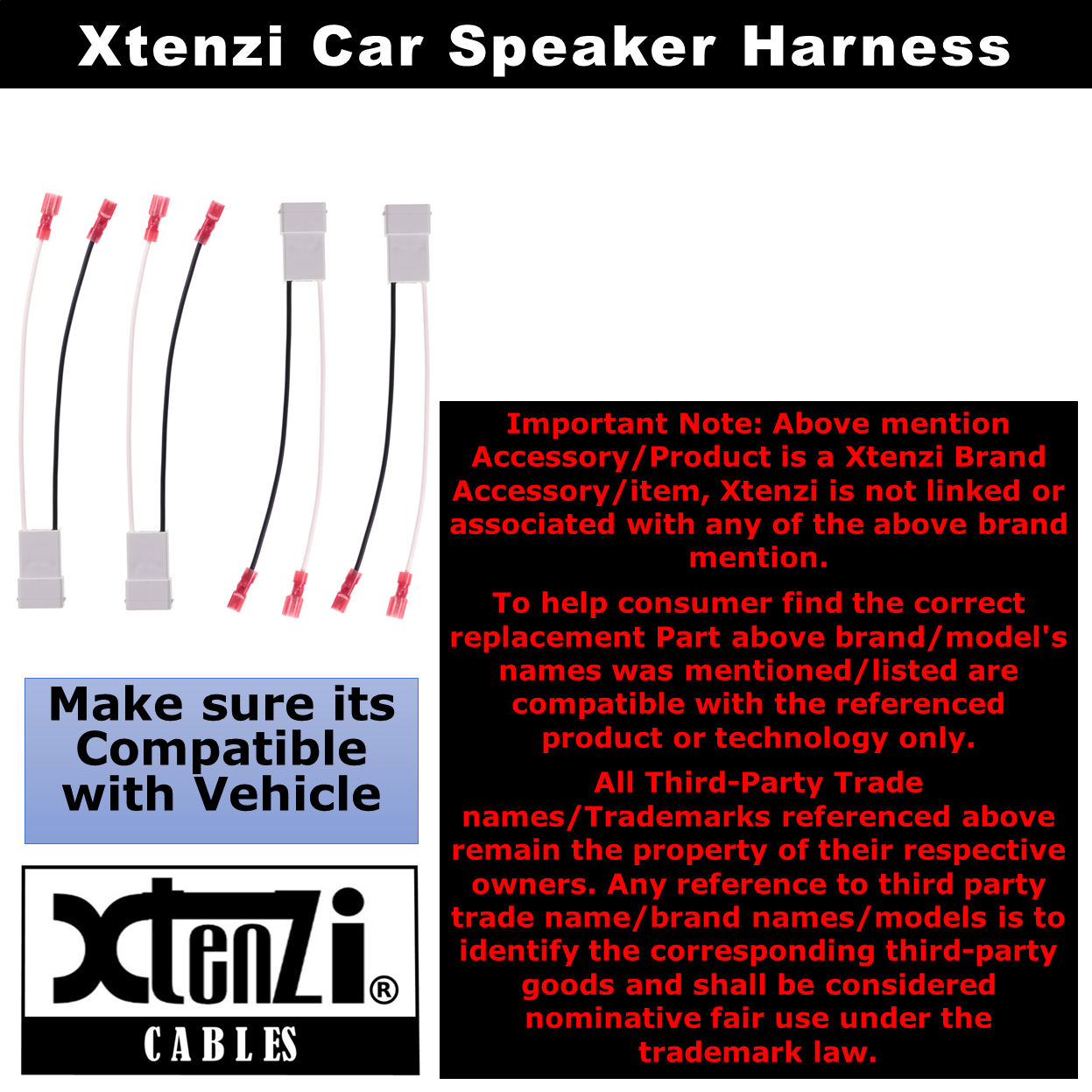 Xtenzi 2 Pair Car Audio Speaker Harness Set for Select Honda, Acura Vehicles