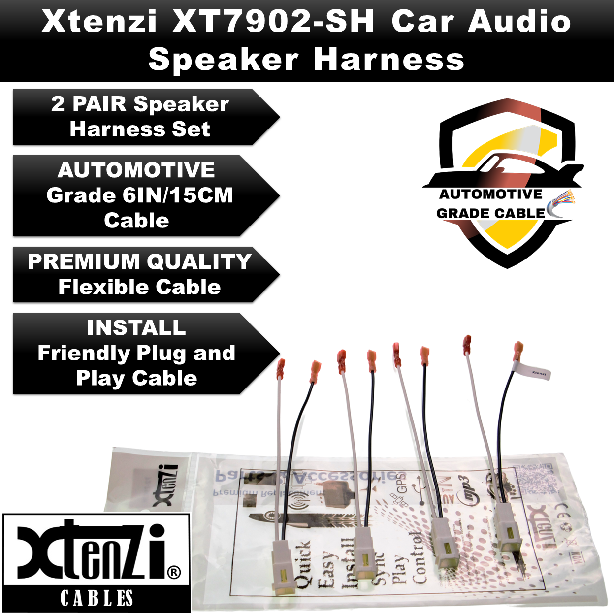 Xtenzi 2 Pair Car Audio Speaker Harness Set for Select Ram, Jeep, Dodge Vehicles