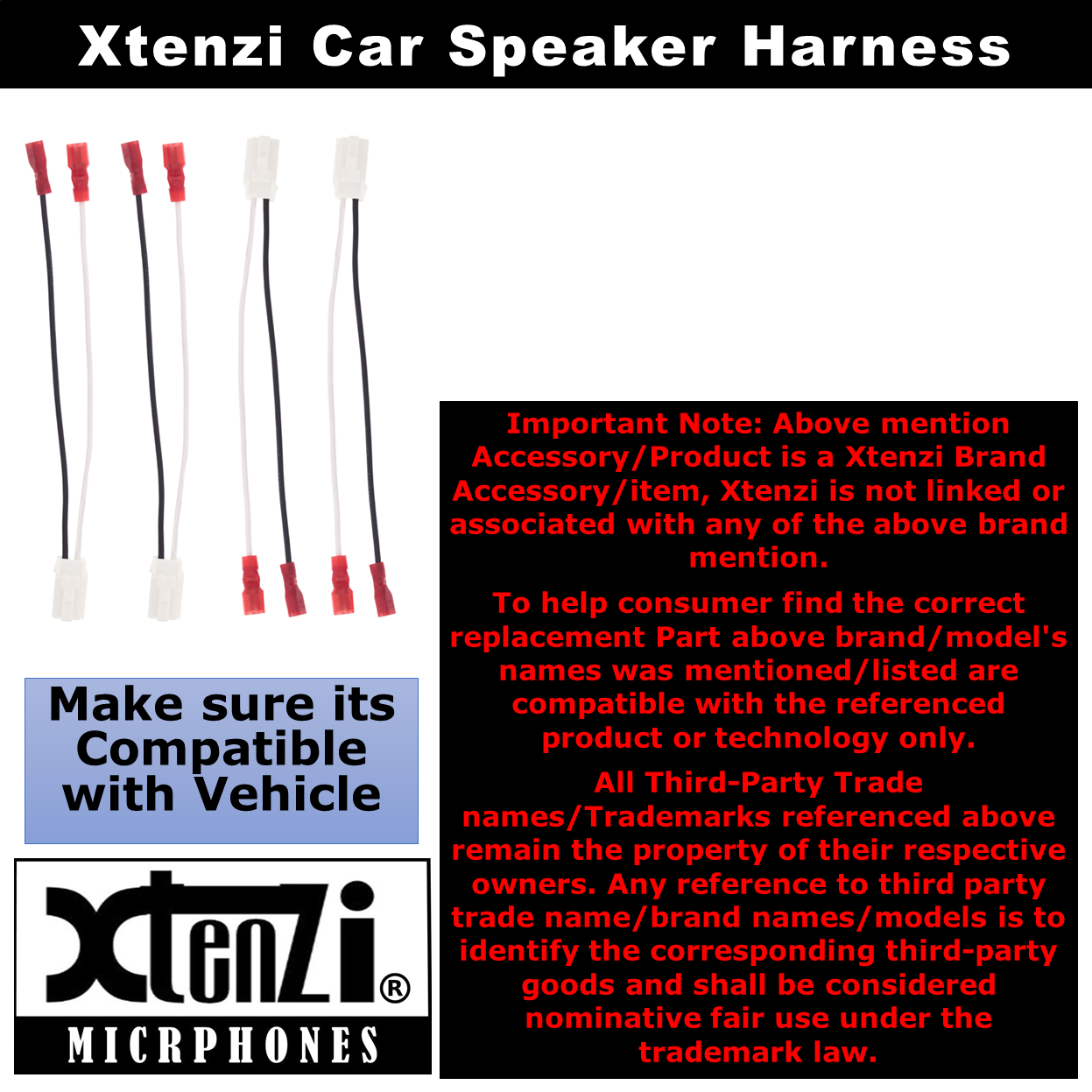 Xtenzi 2 Pair Car Audio Speaker Harness Set for Toyota 2002-2004 Vehicles