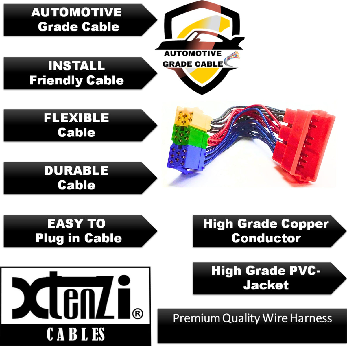 Xtenzi Radio Harness Adapter Cable 20 Pin Mini ISO Connector - XT95015