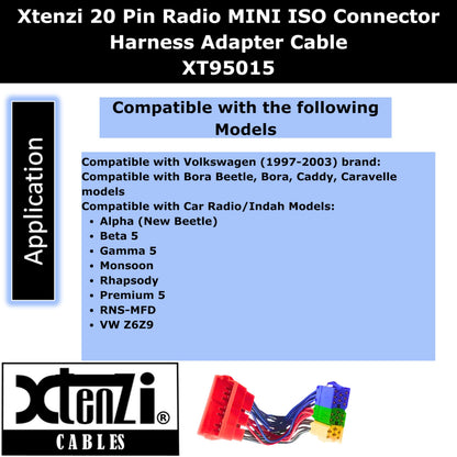 Xtenzi Radio Harness Adapter Cable 20 Pin Mini ISO Connector - XT95015