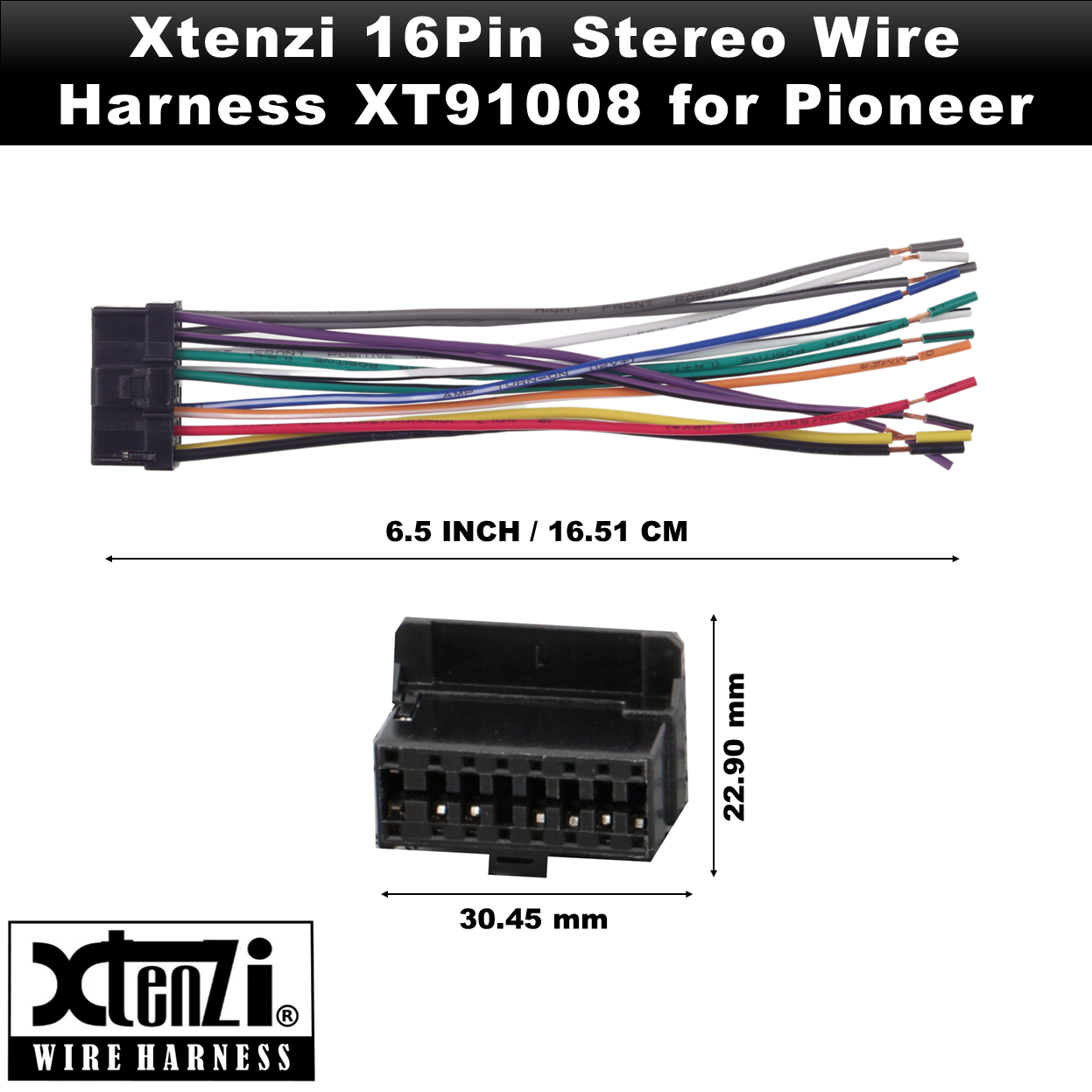Xtenzi 16Pin Car Radio Wire Harness Connector for Pioneer EHP730 DEHP7300 DEHP7400MP DEHP640 DEHP6400 FHP4000 FHP4100 - XT91008