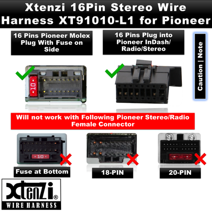 Xtenzi 16Pin Car Radio Power Wire Harness Connector for Pioneer DEH-1300M DEH-2200UB & More - XT91010 - image 6
