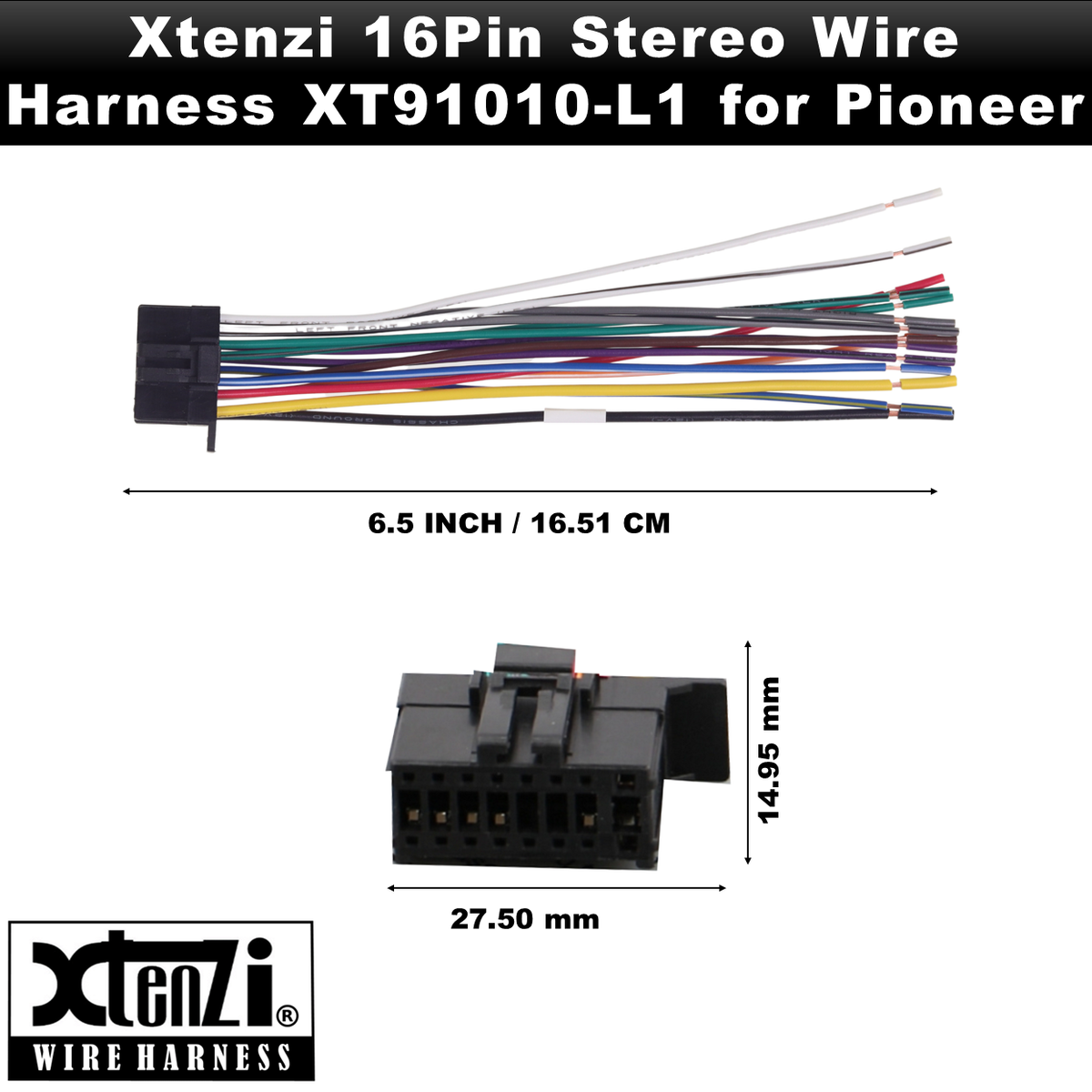 Xtenzi 16Pin Car Radio Power Wire Harness Connector for Pioneer DEH-1300M DEH-2200UB & More - XT91010 - image 7
