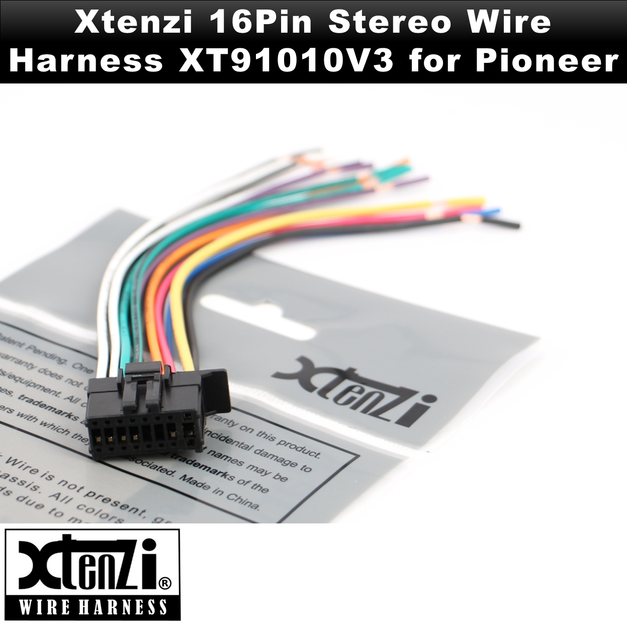 Xtenzi 16Pin Car Radio Power Wire Harness Connector for Pioneer DEHP8400BH DEH80PRS DEHP7400HD - XT91010V3