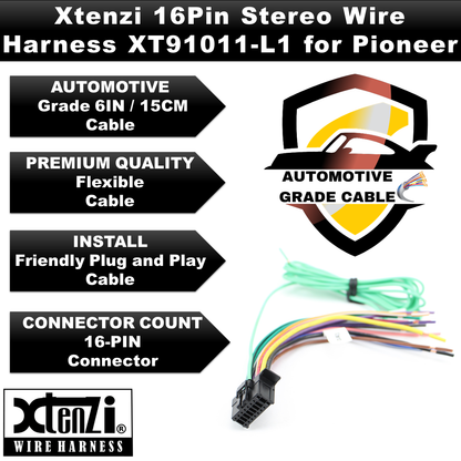 Xtenzi 16Pin Car Radio Power Wire Harness Connector Compatible with Pioneer FHX720BT FHX520UI FH-X520UI FH-X720BT FH-X721BT - XT91011 - image 4