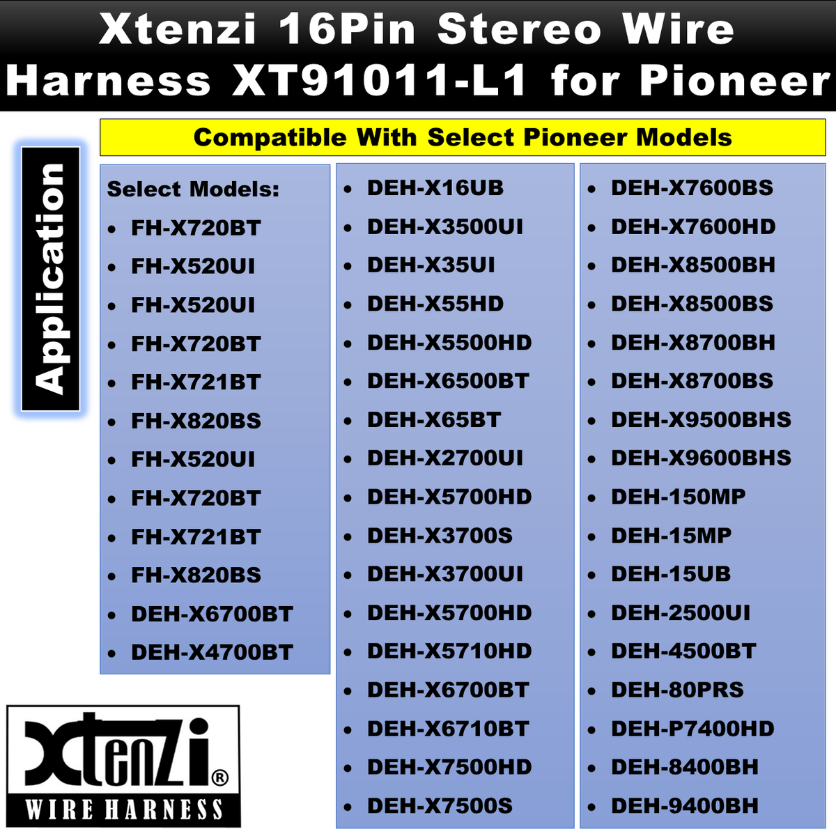 Xtenzi 16Pin Car Radio Power Wire Harness Connector Compatible with Pioneer FHX720BT FHX520UI FH-X520UI FH-X720BT FH-X721BT - XT91011 - image 5