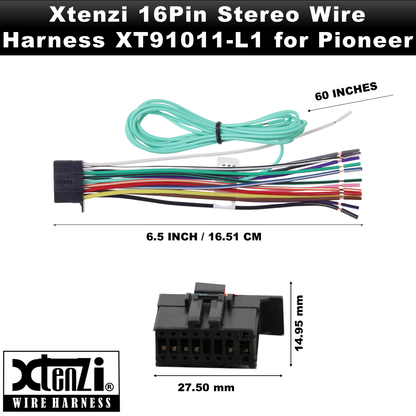 Xtenzi 16Pin Car Radio Power Wire Harness Connector Compatible with Pioneer FHX720BT FHX520UI FH-X520UI FH-X720BT FH-X721BT - XT91011 - image 7