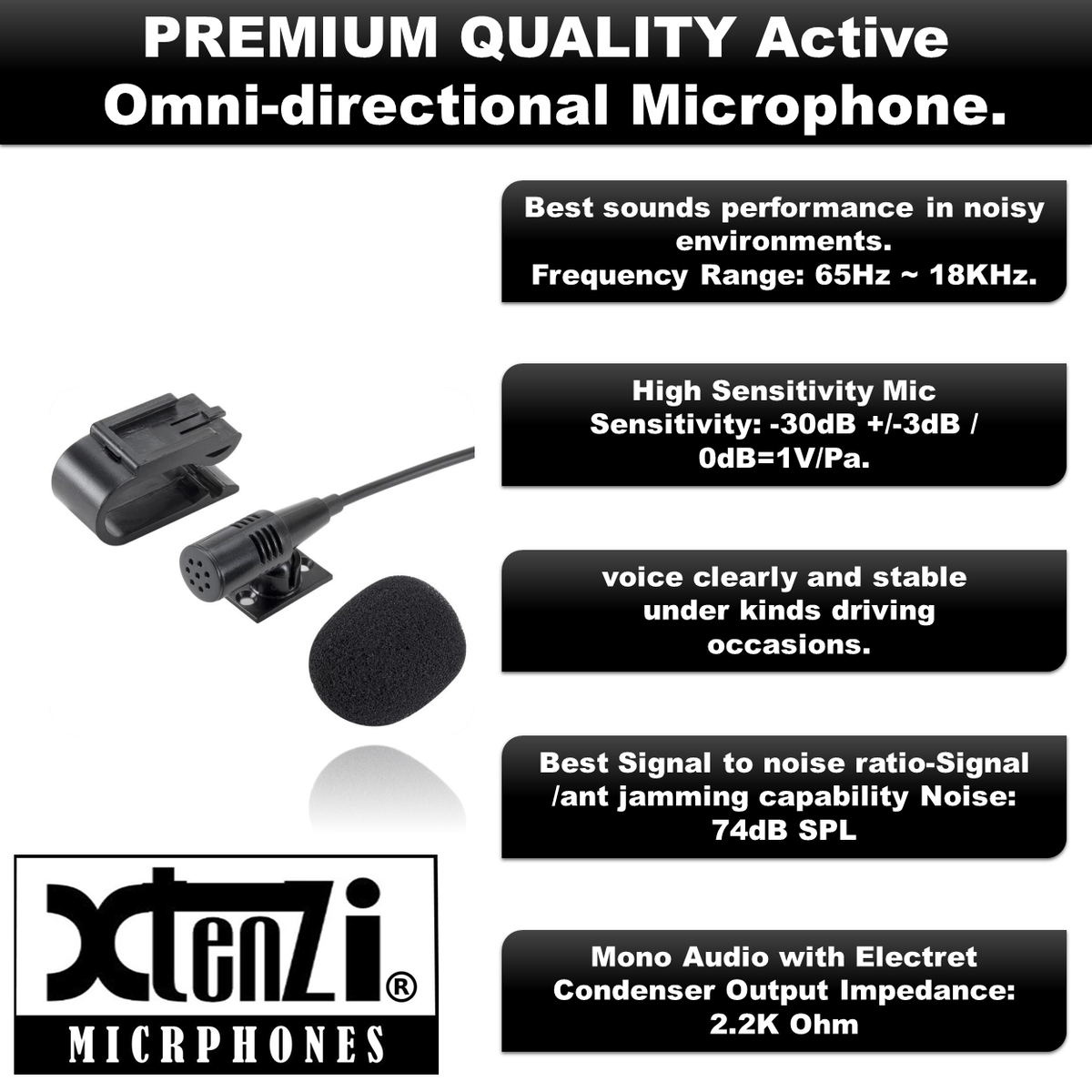 Xtenzi Microphone 2.5mm Mic XT91501B for Pioneer DEH80PRS AVH200BT AVHX3500BHS AVHX2500BT