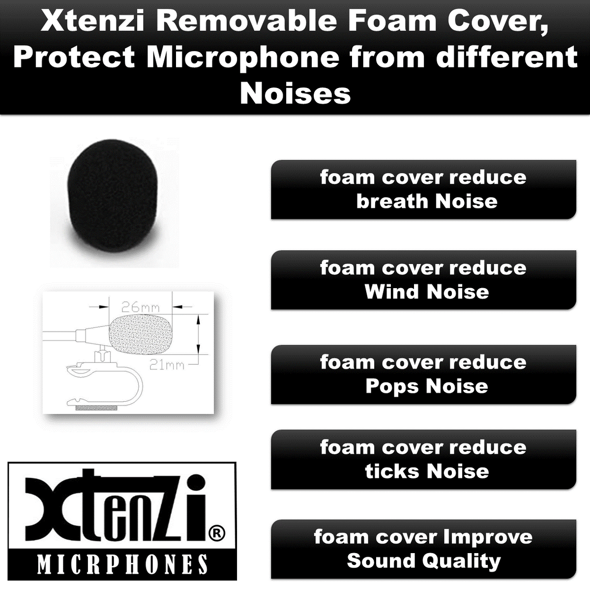 Xtenzi Microphone 2.5mm Mic XT91501B for Pioneer DEH80PRS AVH200BT AVHX3500BHS AVHX2500BT