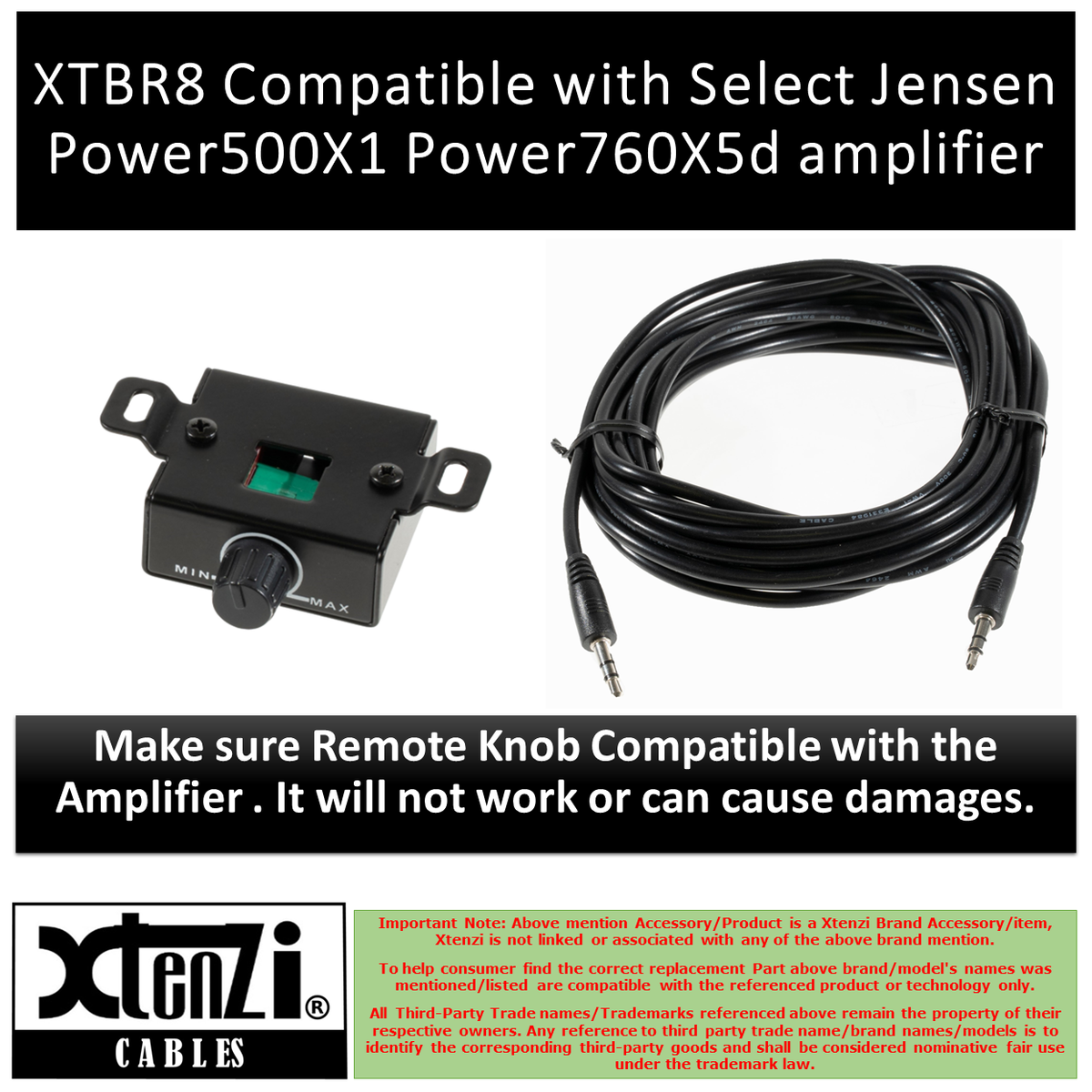 Xtenzi Bass Volume Knob Control Remote For Jensen Power500X1 Power760X5d Amp