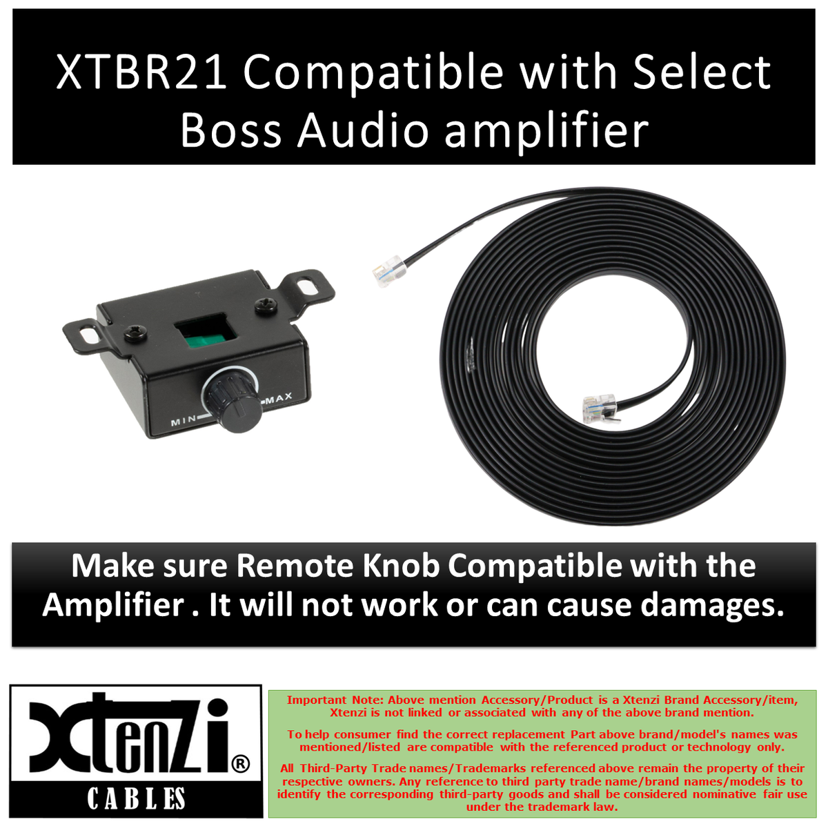 Xtenzi Replacement Wire Bass Boost Remote KnobXTBR16 for Hertz HRC HCP Amplifier