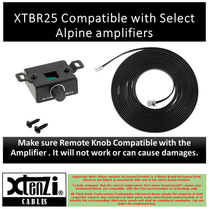 Xtenzi Amplifier Bass Volume Knob Control Remote XTBR25 Compatible with Alpine
