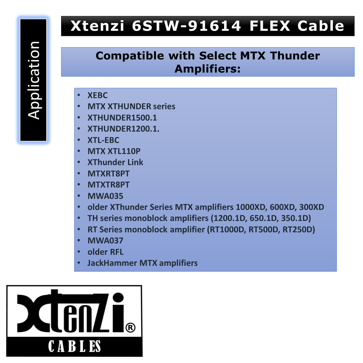 Xtenzi 6 Pin Remote Bass Knob 15 FT Flex Cable for MTX Amplifier XEBC XTL-EBC