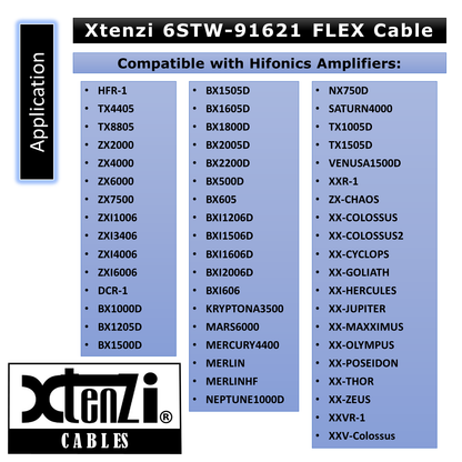 Xtenzi 6Pin Flex Cable 15FT Bass Knob For Hifonics HFR-1 DCR-1 XXR-1 XXVR-1 TX