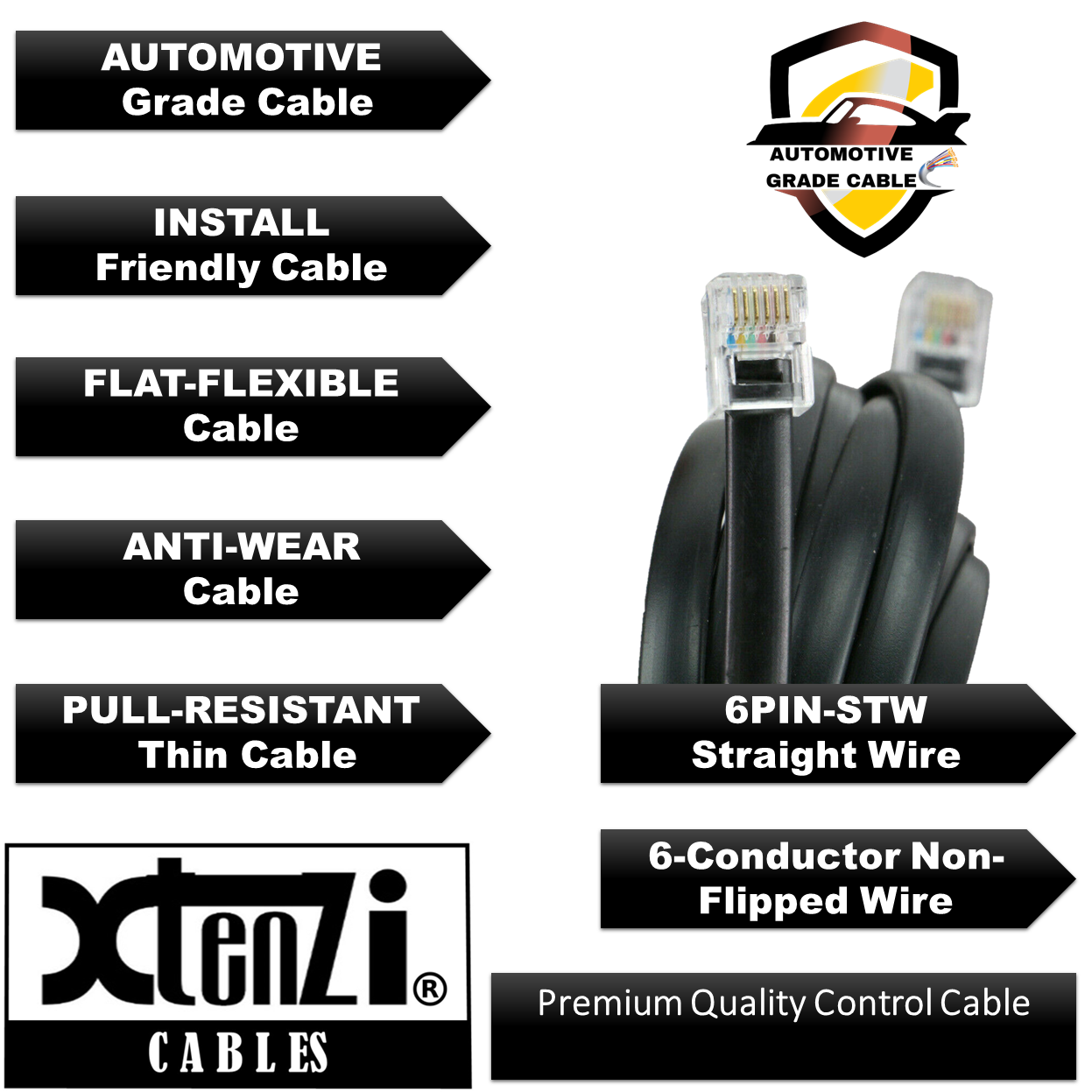 Xtenzi 6Pin Bass Remote Cable 15FT Flex Wire For Alpine PDX Amplifiers MRX PDX