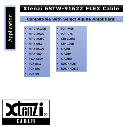 Xtenzi 6Pin Bass Remote Cable 15FT Flex Wire For Alpine PDX Amplifiers MRX PDX