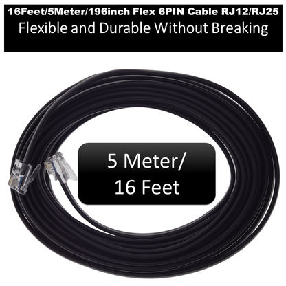 Xtenzi 6Pin Flex Cable 15 FT Wire For Remote Bass Boost Knob Audio Amplifiers