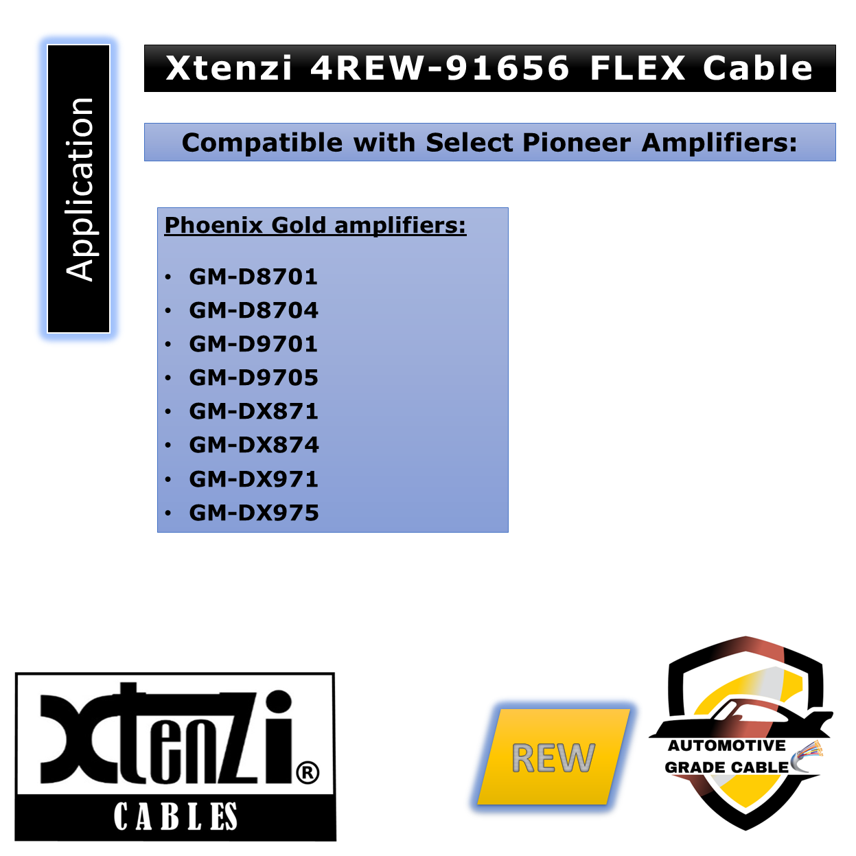 Xtenzi 4Pin Remote Bass Knob 15FT-REW Flex Cable For Pioneer Amplifier