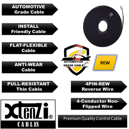 Xtenzi 4Pin Remote Bass Knob 25FT-REW Flex Cable For Pioneer Amplifier