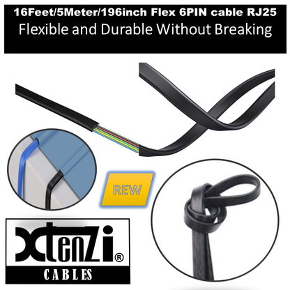 Xtenzi 6Pin Remote Bass Knob 15FT-REW Flex Cable for JBL GTO-RBC, GTO-3EZ, GTO-5EZ, GTO-501EZ, GTO-751EZ, GTO-1001EZ, Stadium 600 AMP
