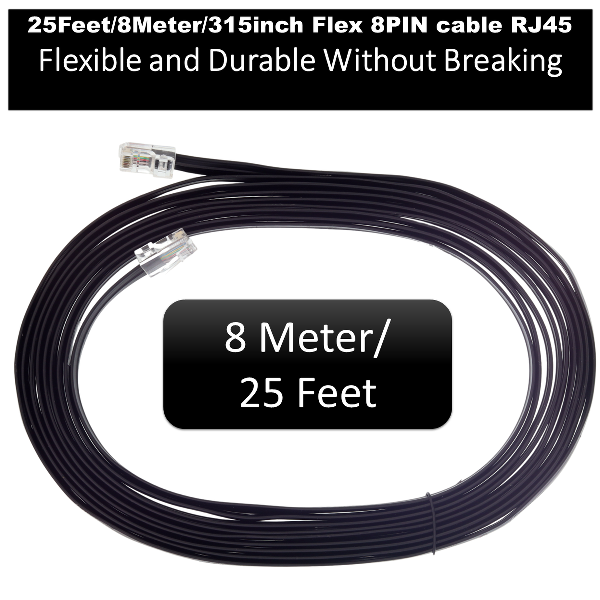 Xtenzi 8Pin Bass Knob 25FT Cable for Rockford Fosgate PEQ PPB1 PB1 PLC2Amplifier