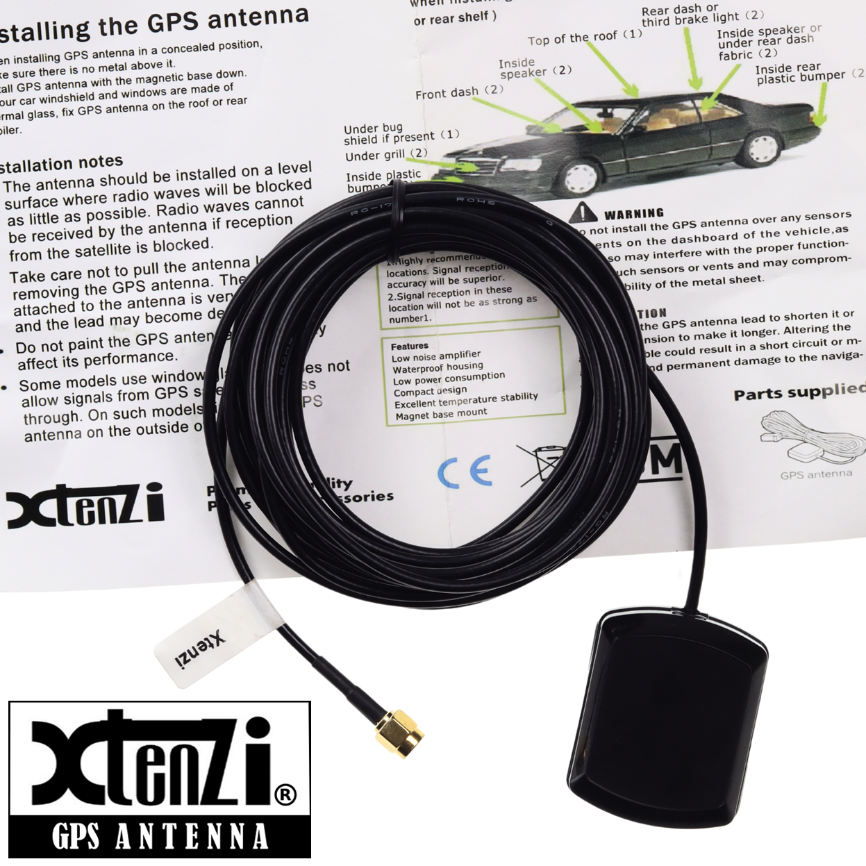 Xtenzi GPS Active Antenna XT91827 for Boss BV9386NV BV9384NV BV960NV BVNV9384RC