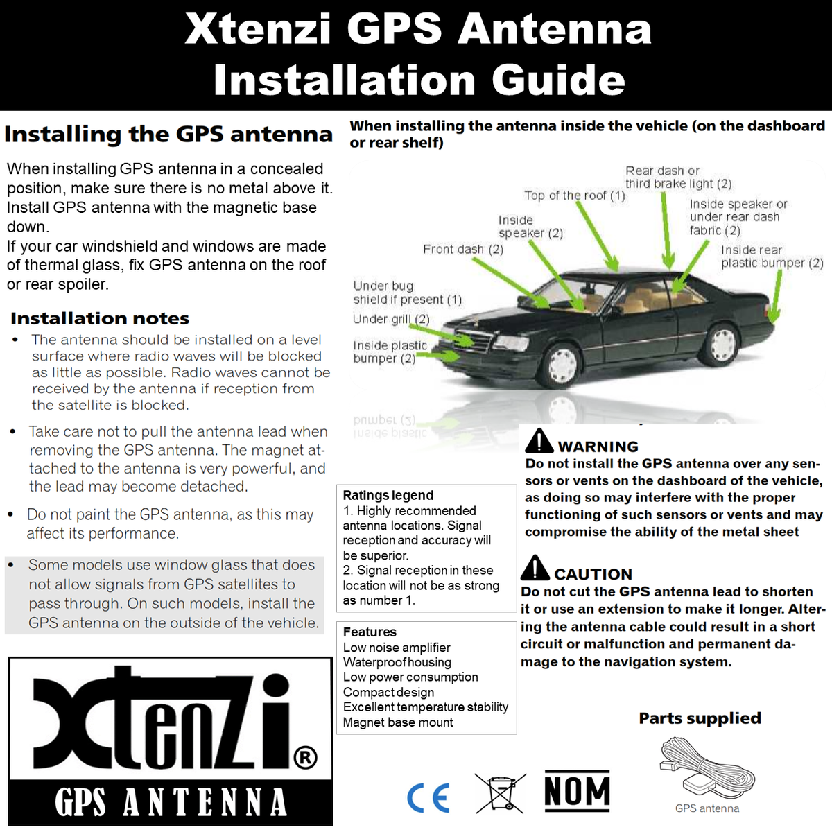 Xtenzi GPS Active Antenna XT91827 for Boss BV9386NV BV9384NV BV960NV BVNV9384RC - image 10