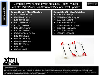 Xtenzi 2 Pair Car Speaker Harness Set for Hyundai, Toyota, Mitsubishi Vehicles