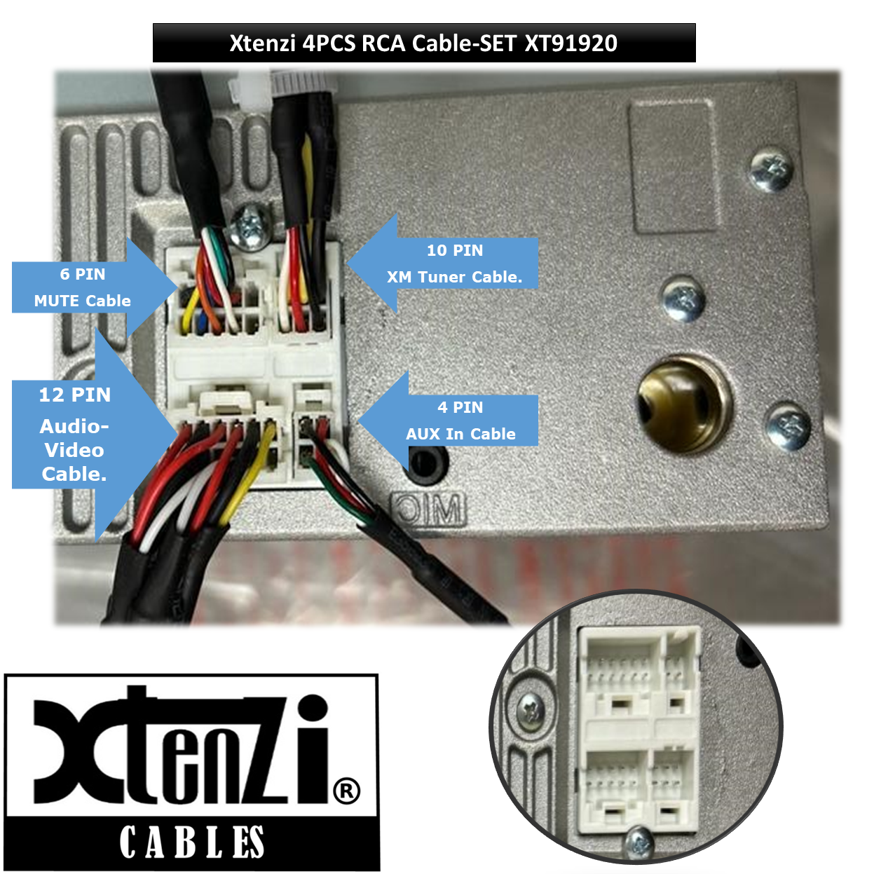 Xtenzi 4PCS Set XT91920 AV RCA Harness Cord For Pioneer DMH160BT, DMH1700NEX, DMH1770NEX, DMHW2700NEX, DMHW2770NEX